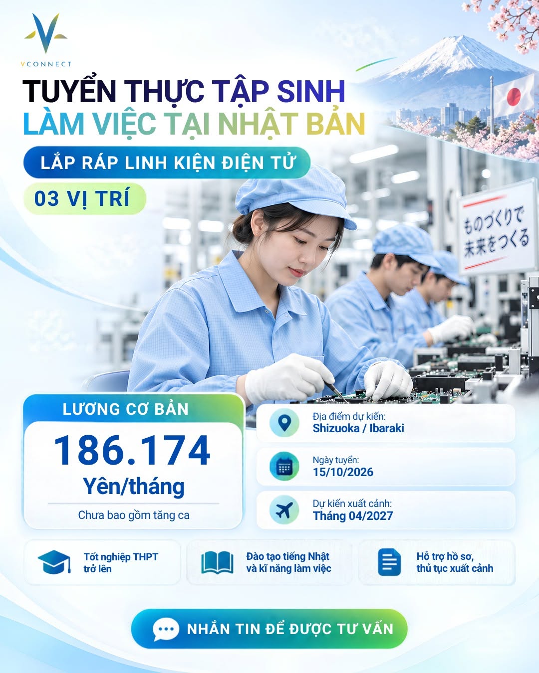 Tuyển Thực Tập Sinh Lắp Ráp Linh Kiện Điện Tử Làm Việc Tại Nhật Bản (Xuất Cảnh 04/2027)